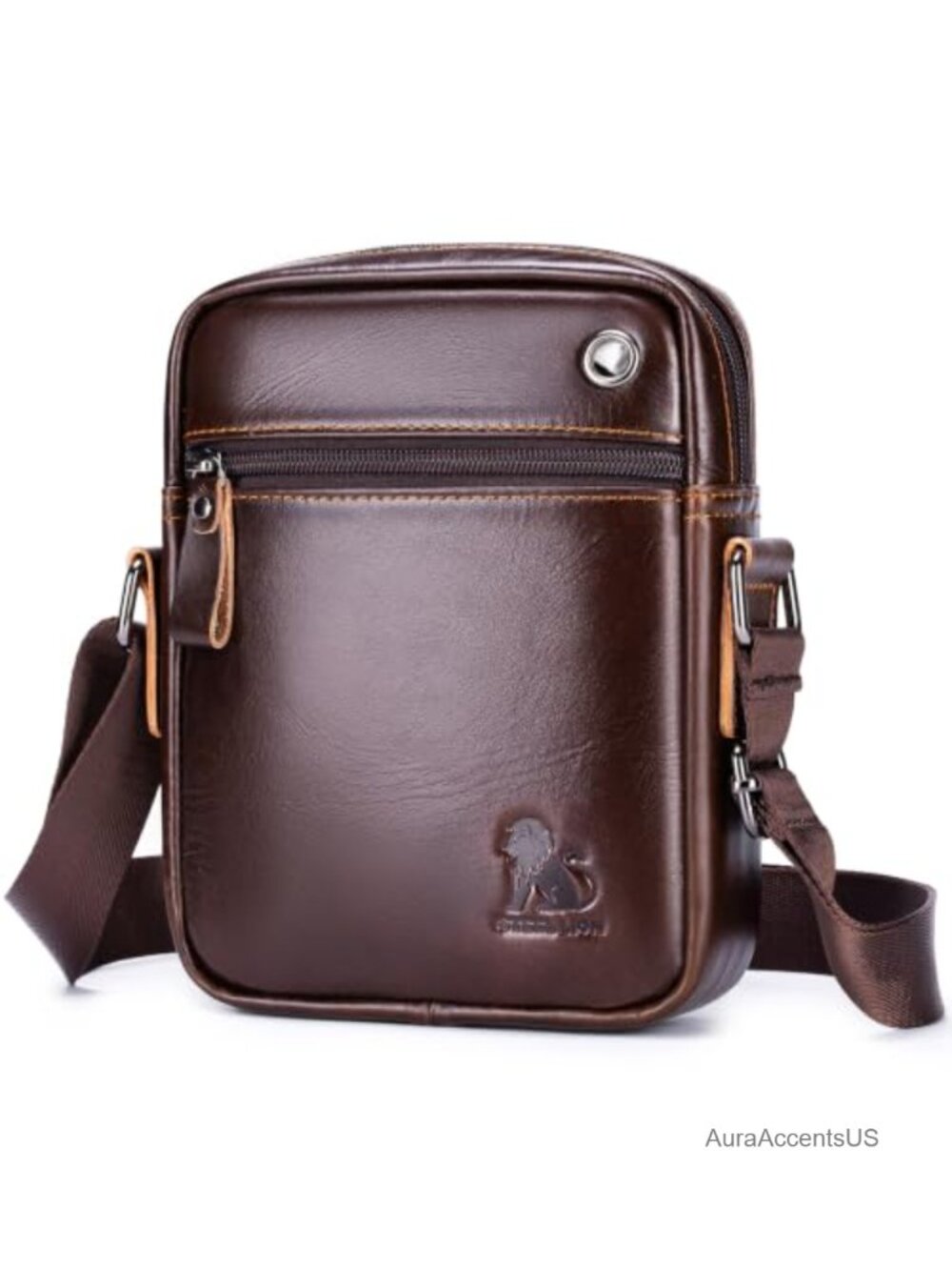 Cowhide Leather Crossbody Bag for Men Small Shoulder Messenger Bag